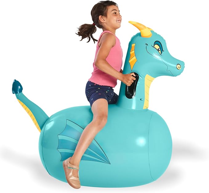 Hearthsong Hop N Go Inflatable Blue Dragon Bouncy Riding, Hopping Toys by Hearthsong%C2%AE