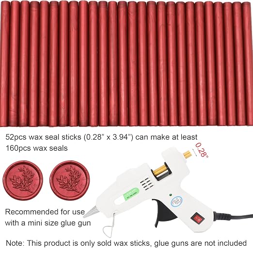 52pcs Wine Red Wax Sealing Sticks, Andotopee Glue Gun Adhesive Seal Sticks - Image 6