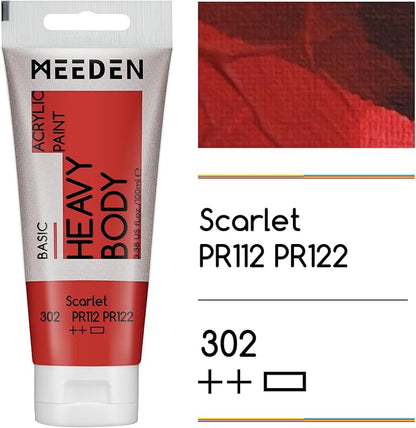 MEEDEN Acrylic Paint Scarlet Red: Bundled - 100ml/3.38oz x 2 Bulk Heavy Body - Image 2