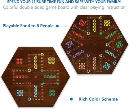 Wahoo Marble Board Game Thicken Wood 4 and 6 Players Fast Track Board Game 2 - Image 2