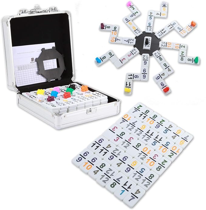 NOLIE Mexican Train Game, Double 12 Domino Set, Colored Number Dominoes by NOLIE