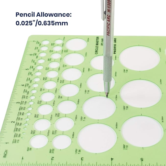 Pacific Arc Professional Circle Guide Template, 45 Total Circle from 1/16 Inch - Image 3