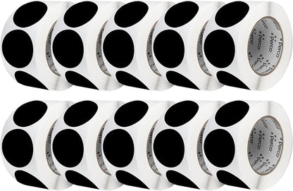 Perco Black 3-Inch Perforated Circle Dot Sticker Labels — 10 Rolls, 000 Round by Perco
