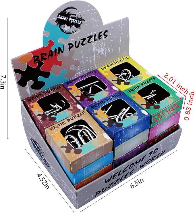 AHYUAN 24 Pack Metal Puzzles Brain Teaser IQ Wire Metal Puzzles - Image 3