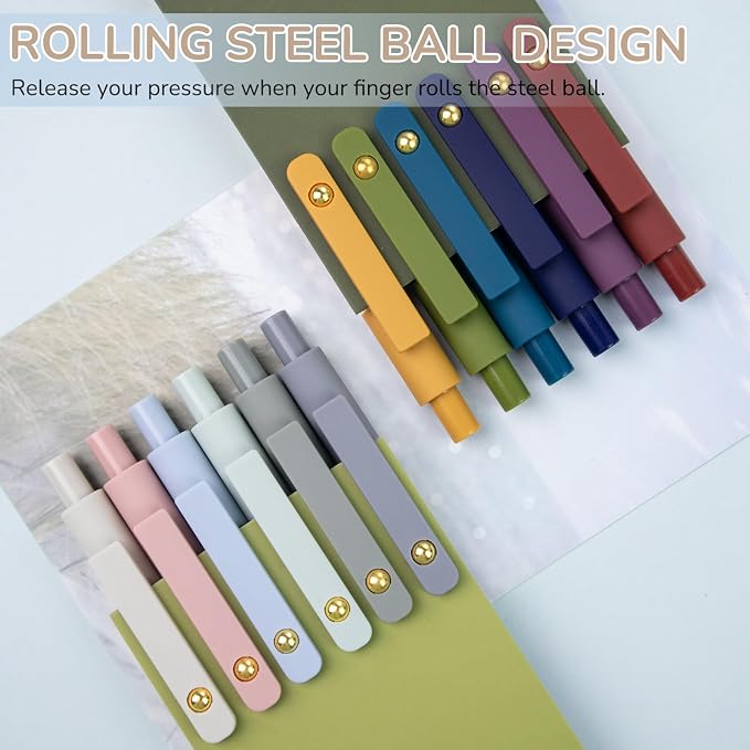 Gel Pens, 12 Pack Gold Retro and Gold Morandi 0.5mm Black Ink Pens Fine Point - Image 2