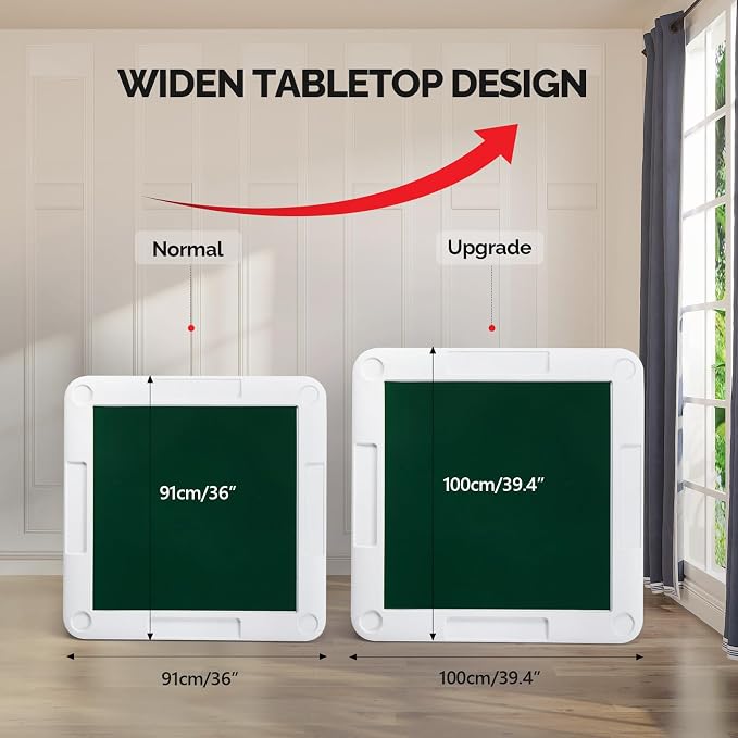 PEXMOR 39.5" Foldable Mahjong Table, Square 4 Player Card Game Table w/Cup - Image 4