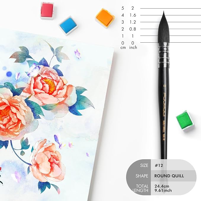 Professional Watercolor Brush, Fuumuui Natural Squirrel Hair Mop Brush - Image 5