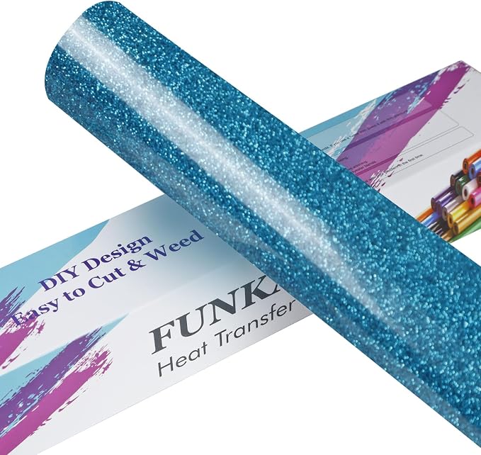 FUNKAKA Glitter Blue HTV Heat Transfer Vinyl Rolls by FUNKAKA