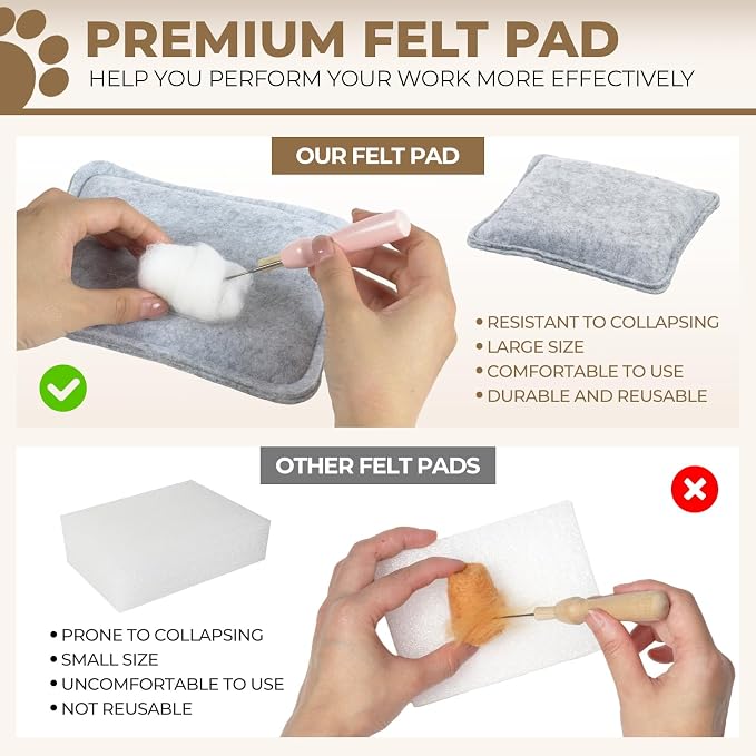 MOREJMTT Needle Felting Kit, Wool Felt Needle Felting Tools Foam Pad, Craft - Image 6