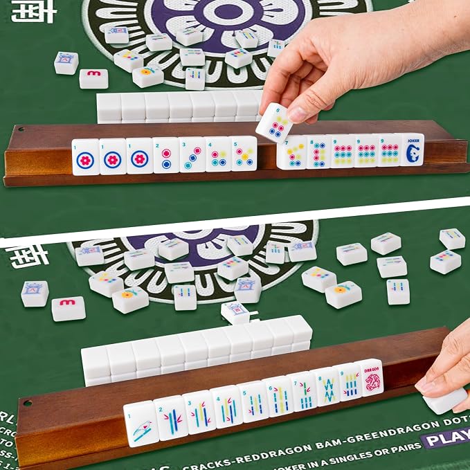 Mahjong Tile Set Equipped with Mahjong Instructions, 166 Quality White Engraved - Image 6