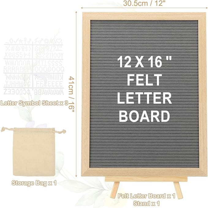 PATIKIL Felt Letter Board, 12x16Inches Gray Wooden Changeable Message Board - Image 2