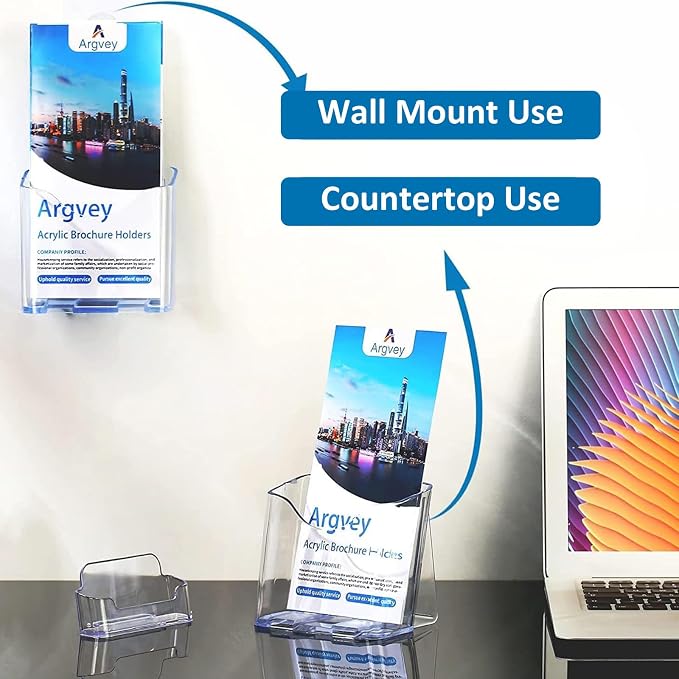 4Pcs Acrylic Brochure Holder, Plastic Trifold 4 Inches Wide Pamphlet Holder - Image 4