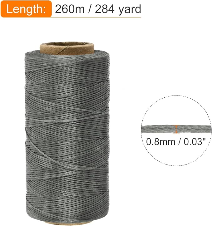 MECCANIXITY Waxed Thread, 284 Yard 0.8mm 150D Flat Wax Thread Polyester Waxed - Image 2