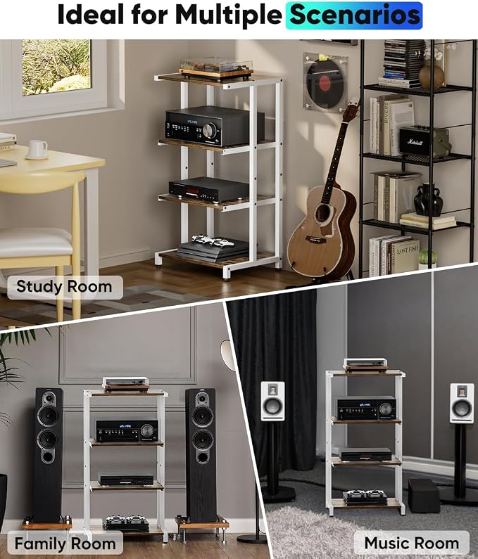 4-Tier Wooden Media Stand, AV Media Stand Corner Shelf - Image 6