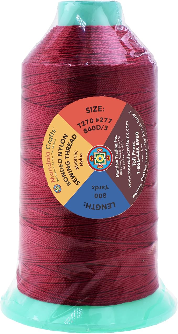 Mandala Crafts Bonded Nylon Thread Wine Heavy Duty Sewing Threads - Image 3