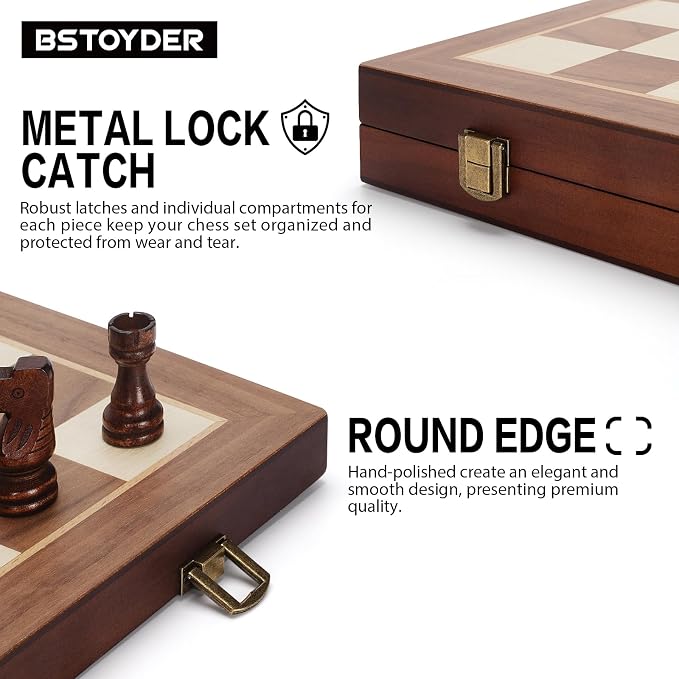 2 in 1 Magnetic Chess Set & Checkers Board Game, Portable Travel Chess Set - Image 6