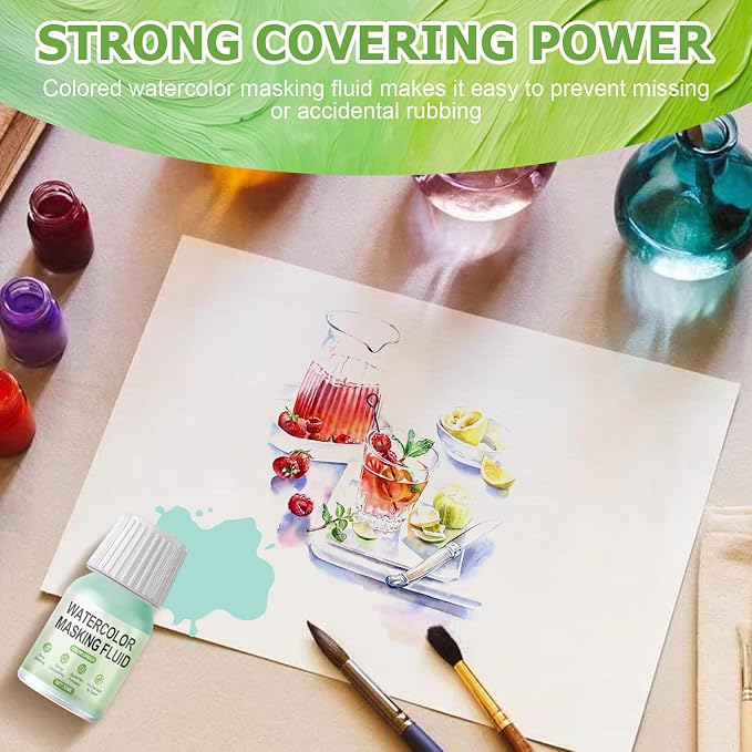 WANJAO Masking Fluid for Watercolor Painting, Liquid Masking Tape - Image 5