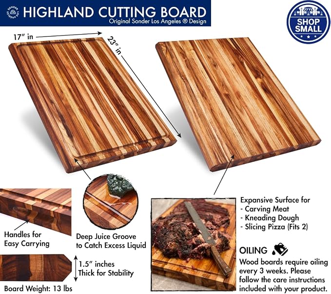 Sonder Los Angeles, XXL Thick Edge Grain Teak Wood Cutting Board - Image 2