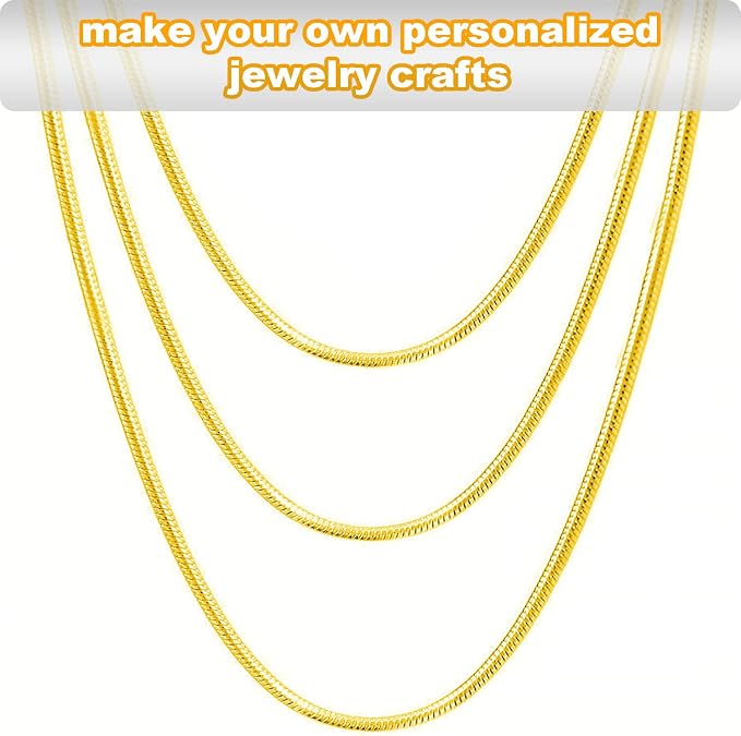 Jishi 33ft Gold Snake Chain 1.2mm Jewelry Making Chains - Image 4