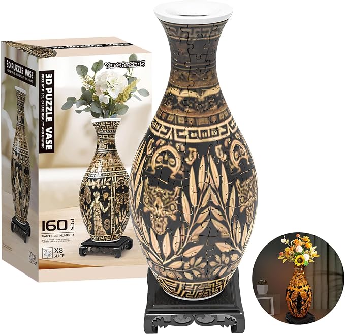 3D Puzzles Vase for Adults, 160 Pieces Plastic DIY Unique Flower Vase by Unknown