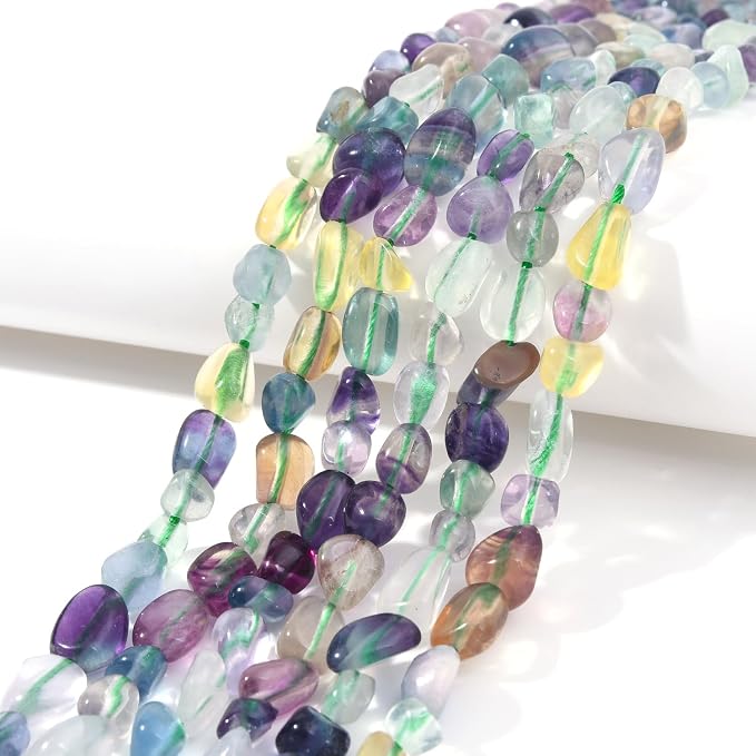 Mutilcolor Fluorite Pebble Nugget Oval Free Tumbled Stone 6-8mm Natural - Image 2