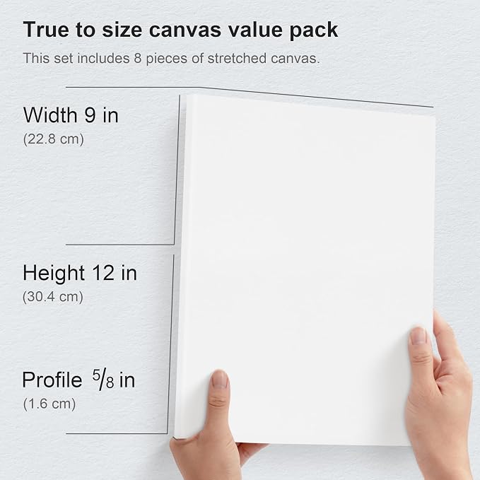 PHOENIX Stretched Canvas for Painting 9x12 Inch/8 Value Pack, 8 Oz Triple - Image 3