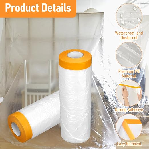 uyoyous 6 Rolls 9x67 ft Painters Plastic - Image 2
