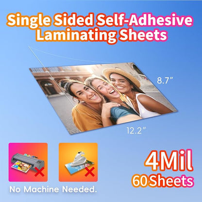 Uinkit 4Mil Thicker Single-Sided Self-Adhesive Laminating Sheets, Office & Home - Image 2