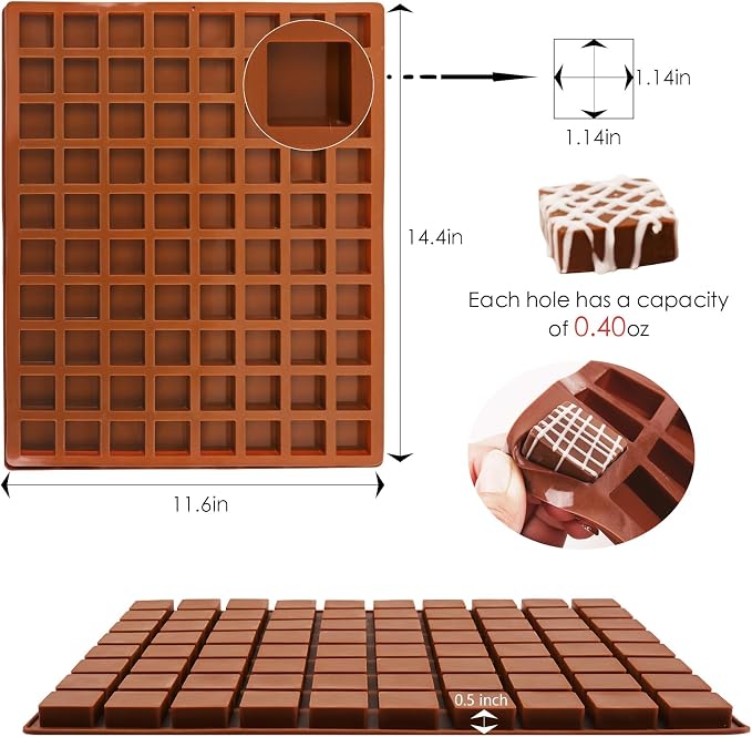 Sakolla Square Chocolate Mold, 80 Cavities Silicone Molds - Image 2