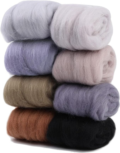 WONVOC Needle Felting Wool 80g, Wool Roving, 8 Colors, by wonvoc