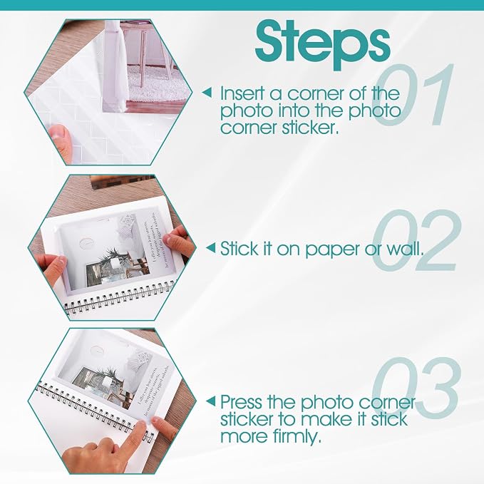 408PCS Photo Corners Self-Adhesive Acid Free Photo Corners Scrapbook Picture - Image 3