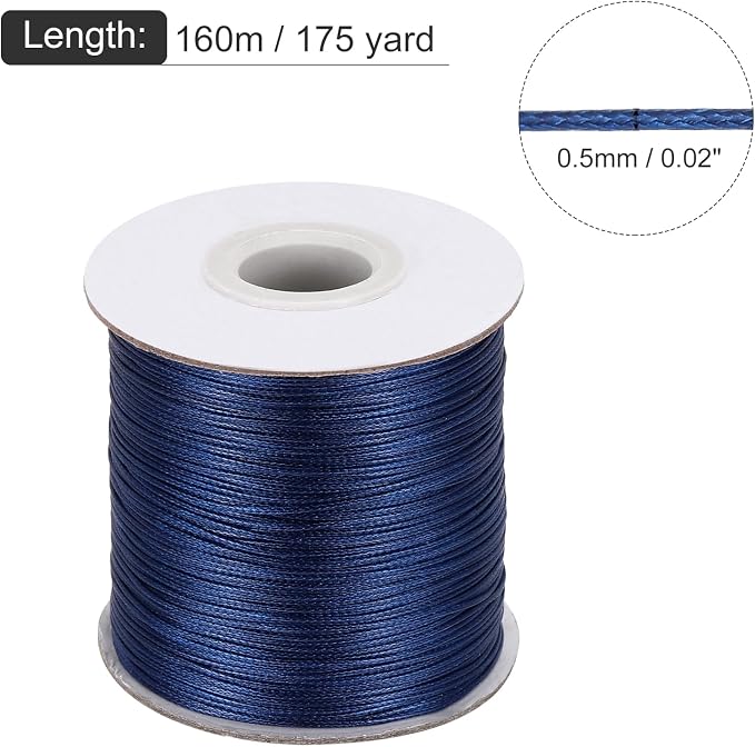 MECCANIXITY Waxed Cord 0.5mm Waxed Polyester Cord 175 Yard Wax String - Image 2