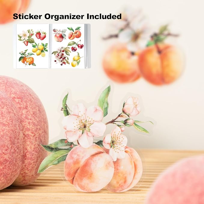 60 Pcs Large Garden-Inspired PET Stickers, Fruit-Themed - Image 3