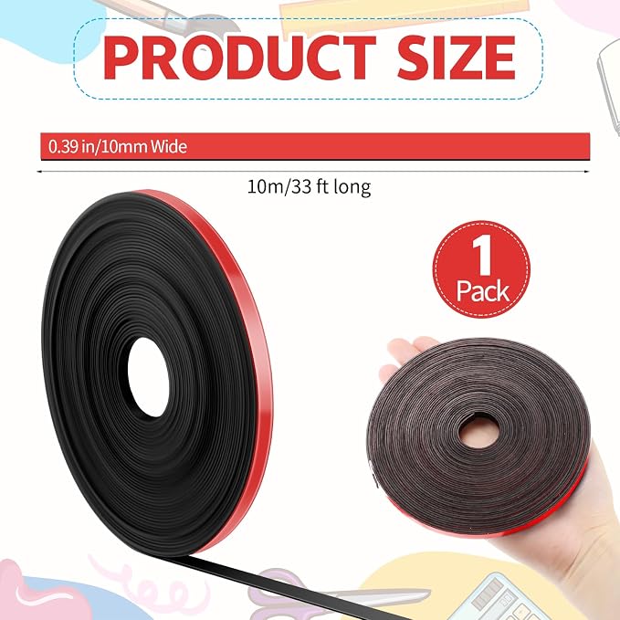 Magnetic Tape Roll Thin Strips, 0.39 Inch x 33 Feet Magnetic Board Dividers - Image 3