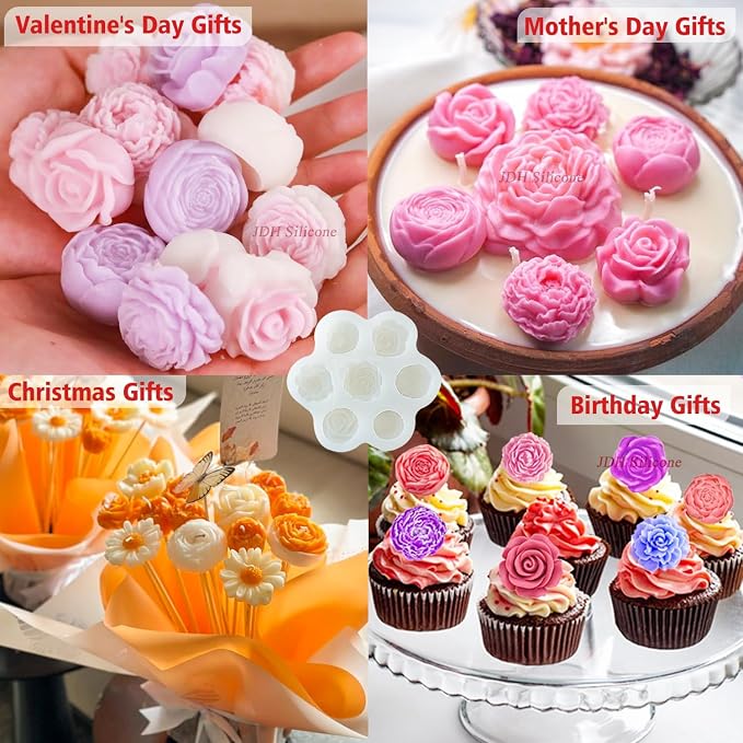7 Sets Flower Candle molds, 3D Valentin e's Day Mold - Image 3