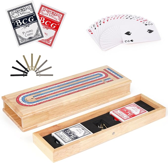 Wooden Cribbage Board Game Set by Kvintes