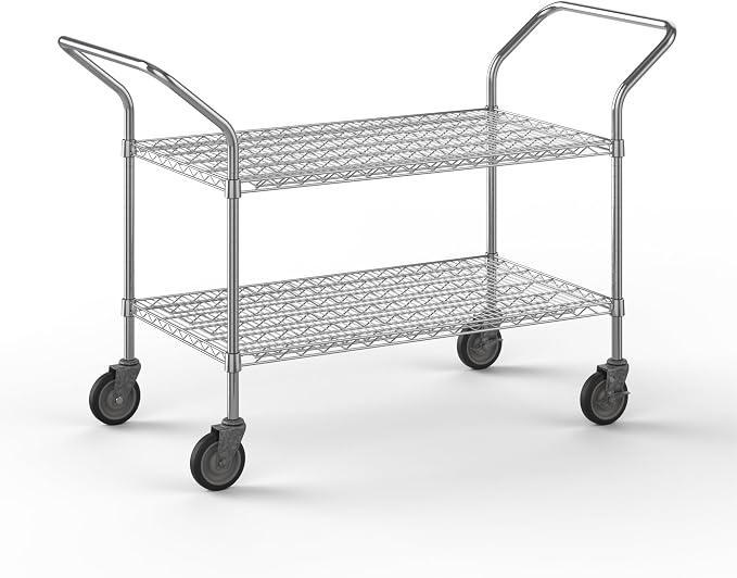 24" W x 42" L x 36" H Chrome Heavy Duty Utility Cart | 2-Tier | NSF Commercial by Regal+Altair