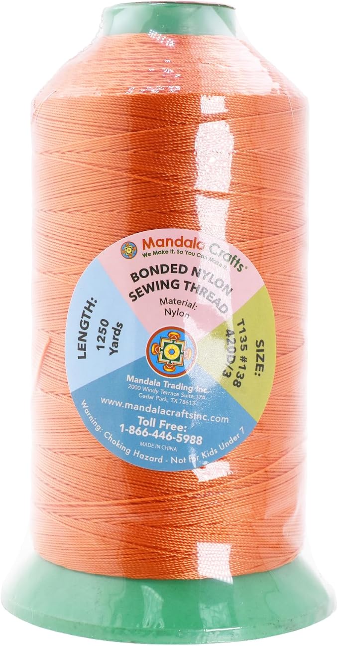 Mandala Crafts Bonded Nylon Thread Orange Heavy Duty Sewing Threads - Image 3