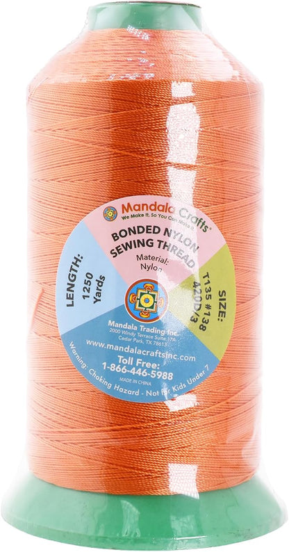 Mandala Crafts Bonded Nylon Thread Orange Heavy Duty Sewing Threads - Image 3