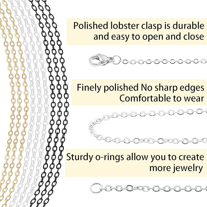 Jishi 30ft Jewelry Making Chains Bulk 2mm Necklace Chains - Image 3