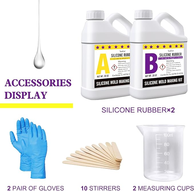 Silicone Mold Making Kit - 40oz Elastic Liquid Silicone Rubber - Image 2