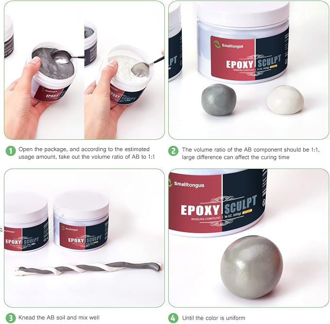 Smalltongue AB Epoxy Sculpt Clay, 2 Part Modeling Compound 2 Pound, Epoxy - Image 3