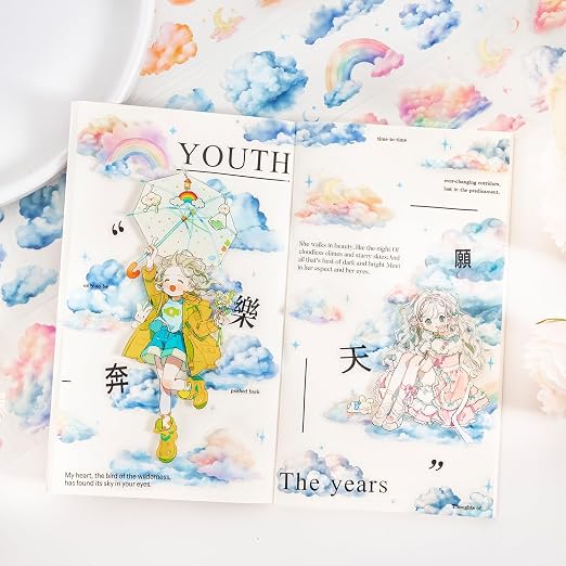 6 Rolls Cloud PET Tape Set, Pre-Cut Sky Ephemera Stickers - Image 6