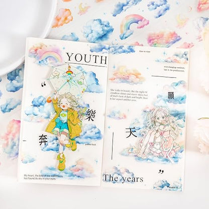 6 Rolls Cloud PET Tape Set, Pre-Cut Sky Ephemera Stickers - Image 6