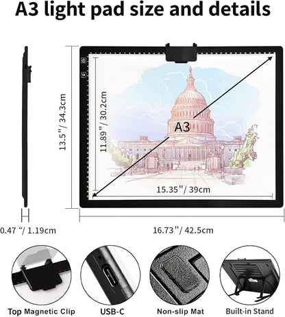 Rechargeable A3 Light Pad for Diamond Painting, Tracing Light Box - Image 5