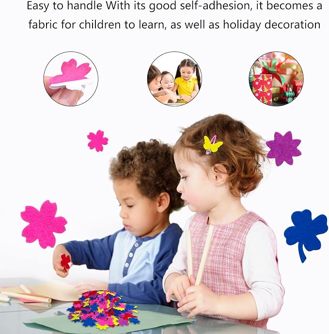 Felt Stickers, Self Adhesive Flower Butterfly Clover Assorted Shapes, Greeting - Image 6
