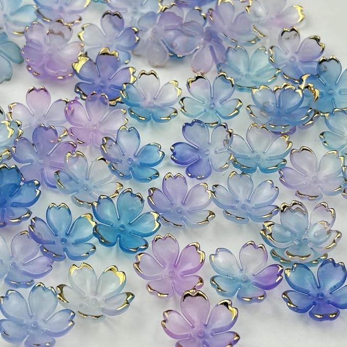 100pcs Acrylic Flower Beads, 19mm Cherry Blossom Plastic Gradient Flower Spacer by Unknown