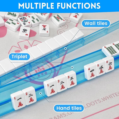 Clear Mahjong Racks with Pushers, 4 Colors Acrylic American Majiang Tile Racks - Image 4