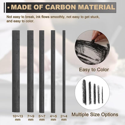 MECCANIXITY Willow Charcoal Sticks, 10-13mm Willow Charcoal Pencils Soft Sketch - Image 3