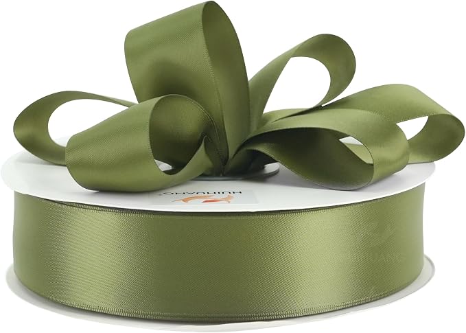 HUIHUANG Green Satin Ribbon 1-1/2 inch x 100 Yards Moss Green Double-Faced - Image 5